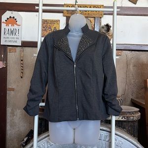 Apt 9 Gray Zip Up Jacket Scrunch Sleece